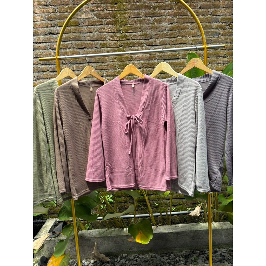 CARDIGAN RAJUT WAFFLE  Tali depan