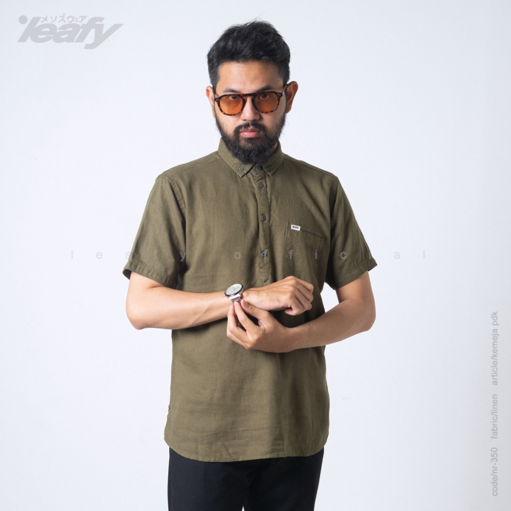 Leavy kemko kerah lengan pendek / kemko kerah polos / kemko pendek / kemeja koko model kerah / baju 