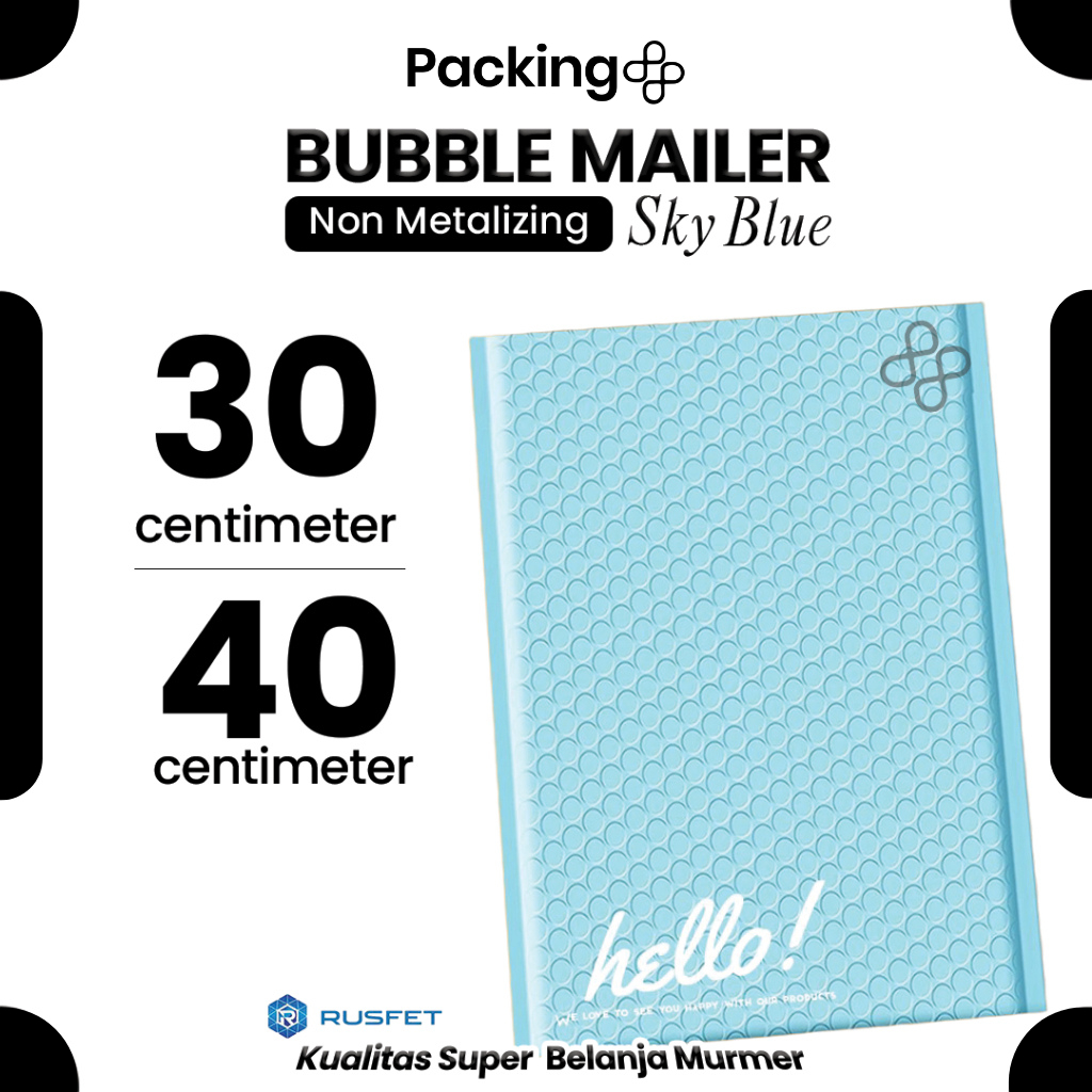 Amplop Bubble Mailer Polos 30 x 40 cm Sky Blue Harga Ecer Amplop Packing Hello Series Rusfet