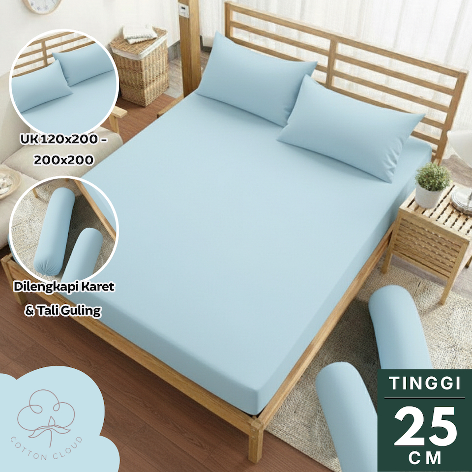 COTTON CLOUD | Sprei Full Katun CVC STAR Polos UK 120x200 T25 - 160x200 T25 - 180x200 T25 200x200 T2