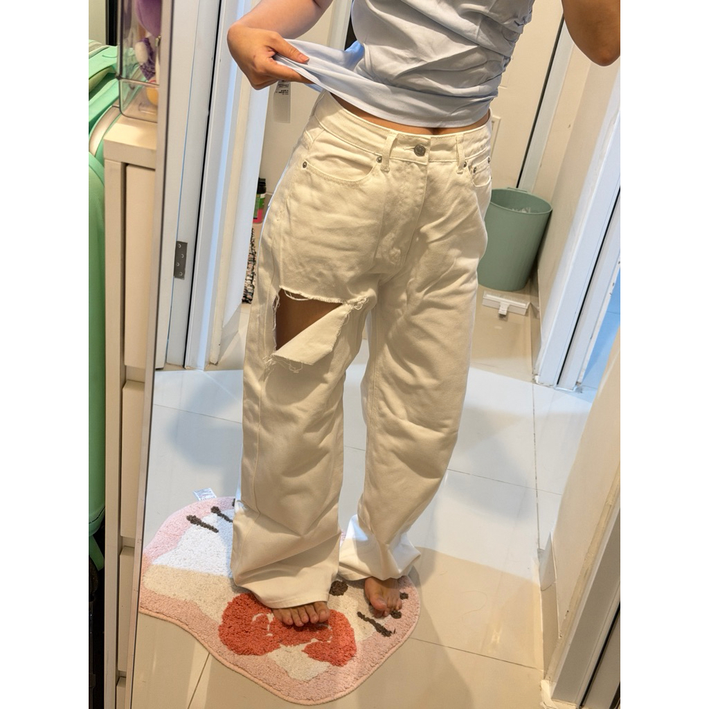 POMELO RIPPED JEANS WHITE