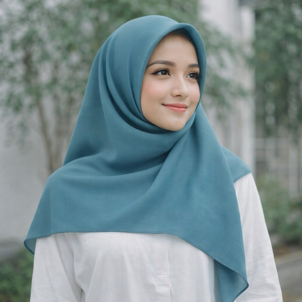 Hijab Segi Empat hijau, army, hijau terang