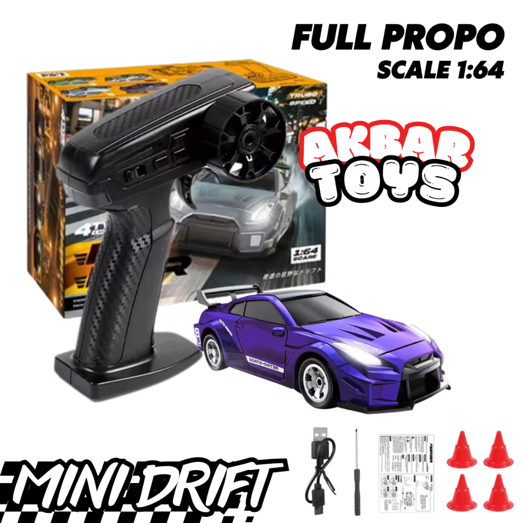 Mobil RC Drift Mobil Remote Control Drift Mini FULL PROPO 1:64 4WD 2.4Ghz