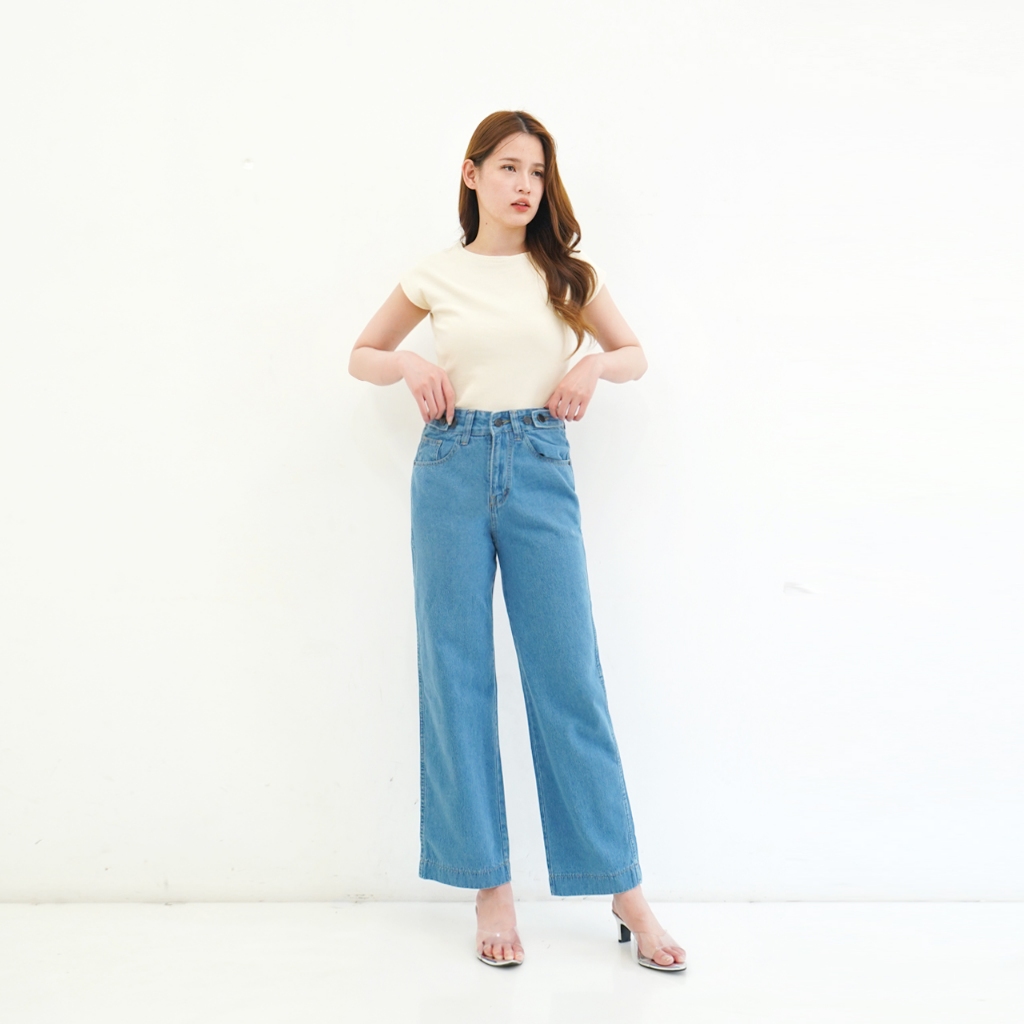 NUBER Loose Jeans Celana Jeans Loose Fit Petite Wanita Model JASMINE