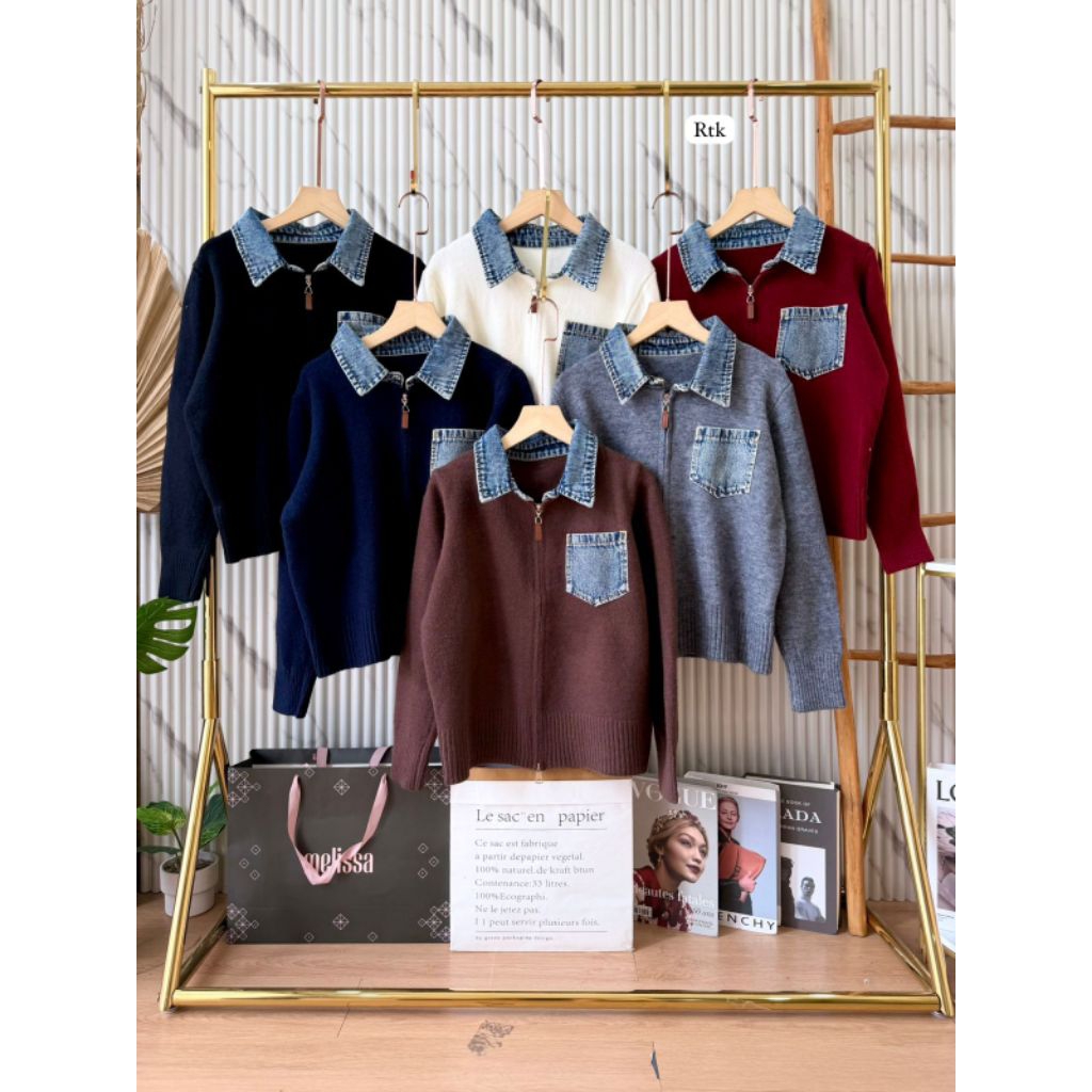 NewArrival#A04.373K-3 VriShoopfashion RTK Atasan Blouse Wanita - Rajut Bangkok Kombinasi Jeans Pakai