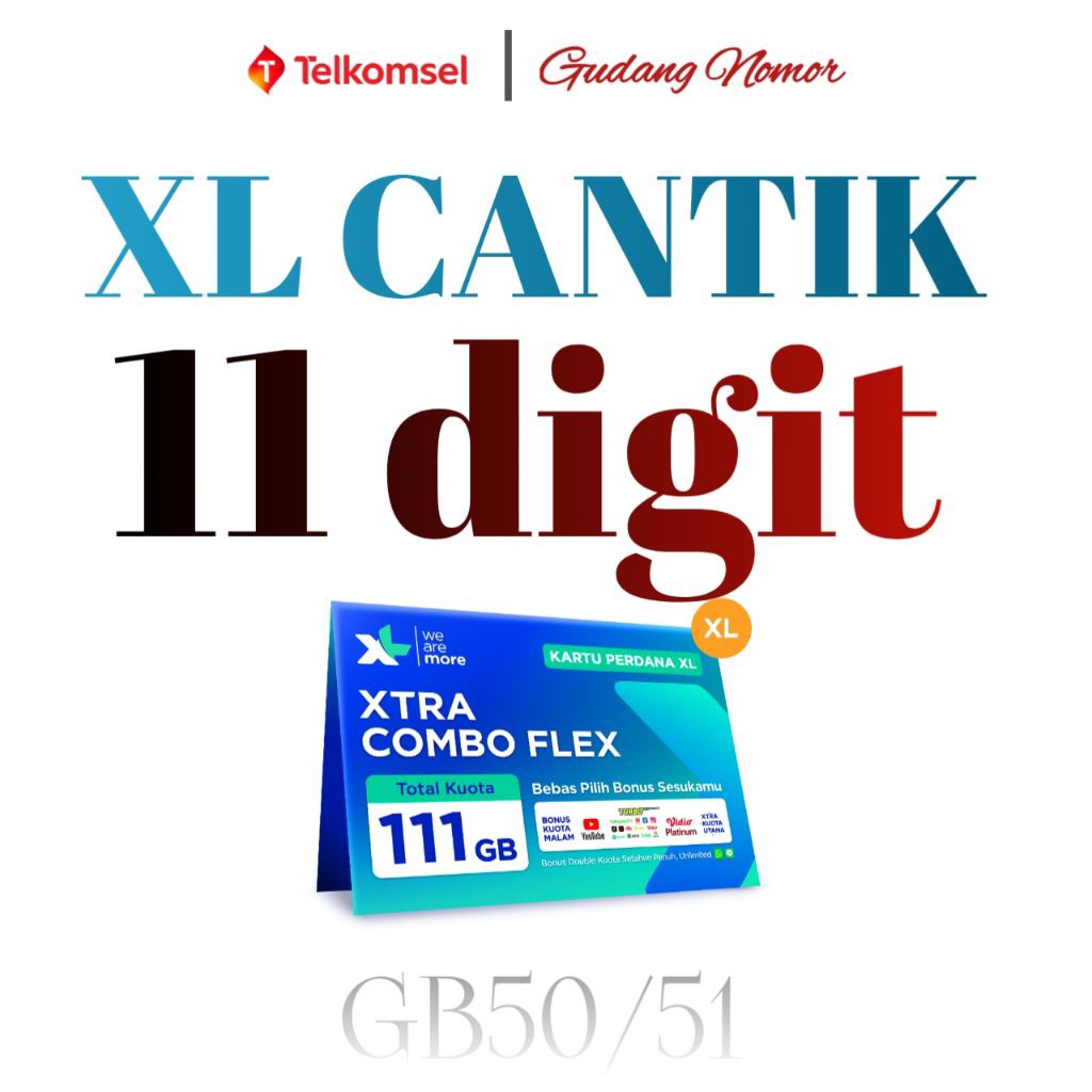 No Cantik XL 11 Digit Nomer Cantik XL 11 Digit Kode GB50 GB51 Kartu Perdana Nomer Cantik XL 11 Digit