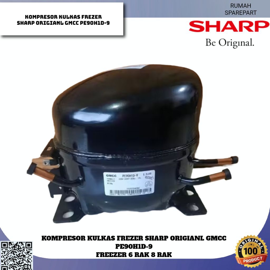 KOMPRESOR KULKAS FREEZER SHARP 6 RAK 8 RAK PE90 1/4 PK NEW ORIGONAL