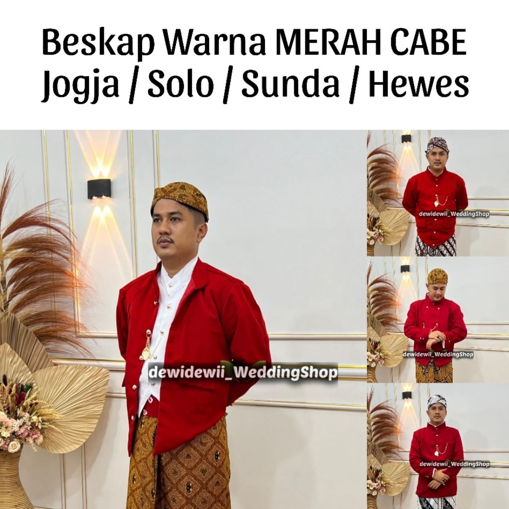 Beskap Model Lengkap - Warna Merah Cabe / Warna Lain nya - Jogja / Solo / Sunda / Hewes | ~bskp