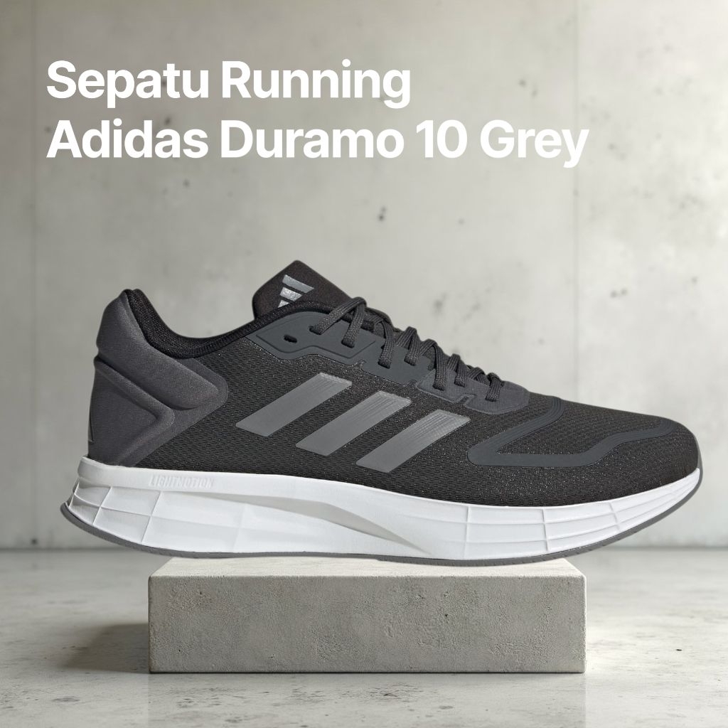Adidas Duramo 10 Grey Sepatu Running Pria Original 100%