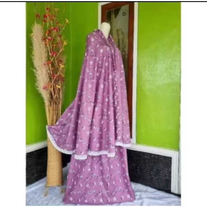 MUKENA DEWASA 2 IN 1 KATUN MIKRO MOTIF BUNGA ADEM LEMBUT / MUKENA TRAVEL