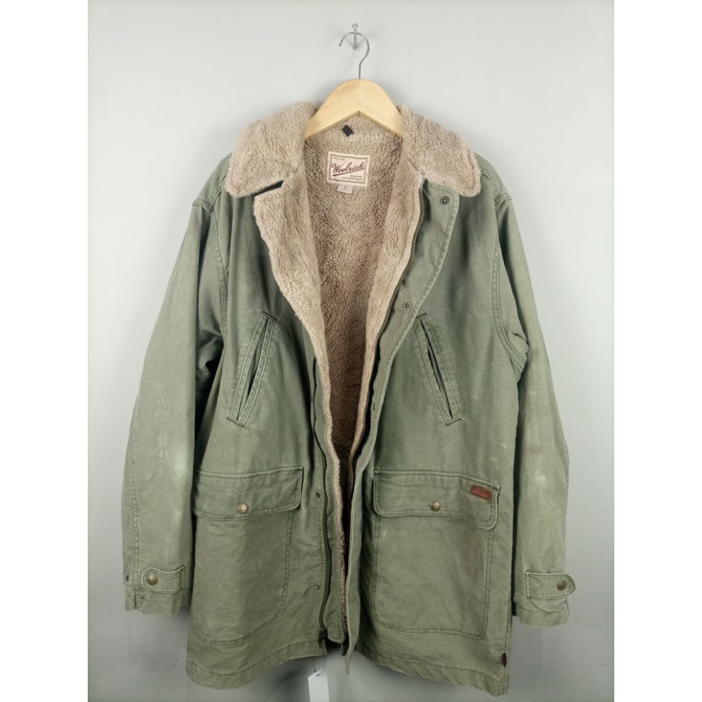 Jaket Woolrich U. S. A Original Vintage Winter Parka Berkerah _Hijau Army_Size Masuk L fit XL