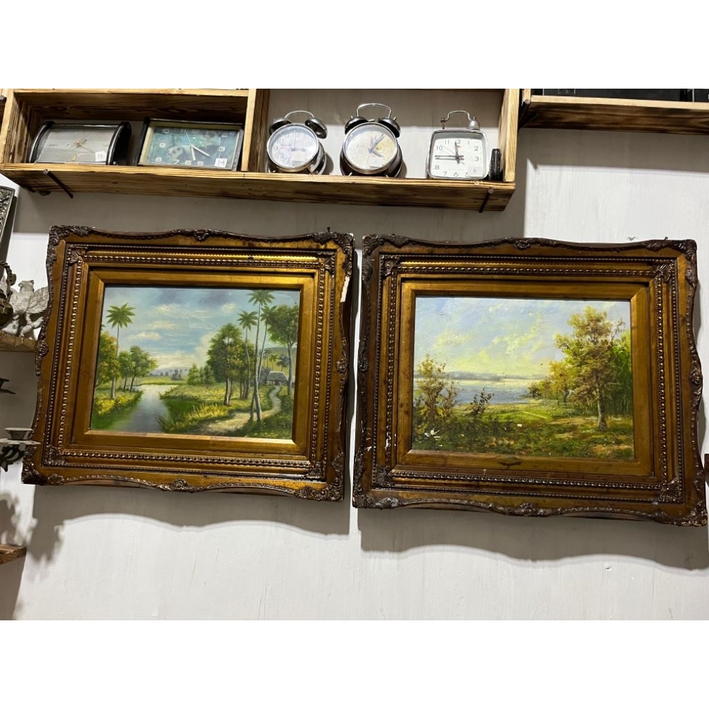 LUKISAN KANVAS PEMANDANGAN ALAM LAWAS ANTIK