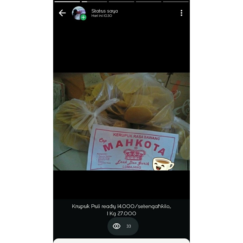 Krupuk Puli Mentah Rasa Bawang 500gr