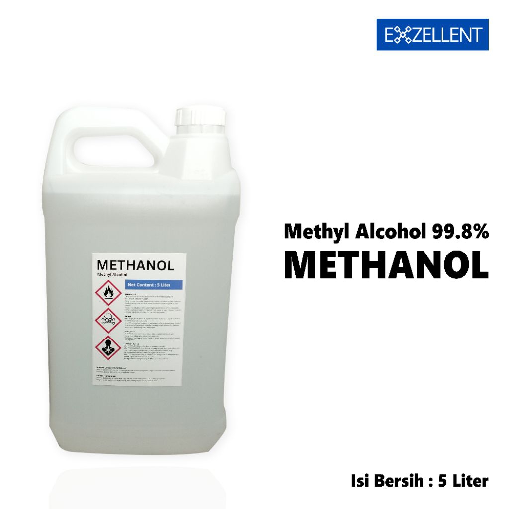 Metanol 99.8% Murni | Methanol Pelarut Kimia Repack 5L | Exzellent