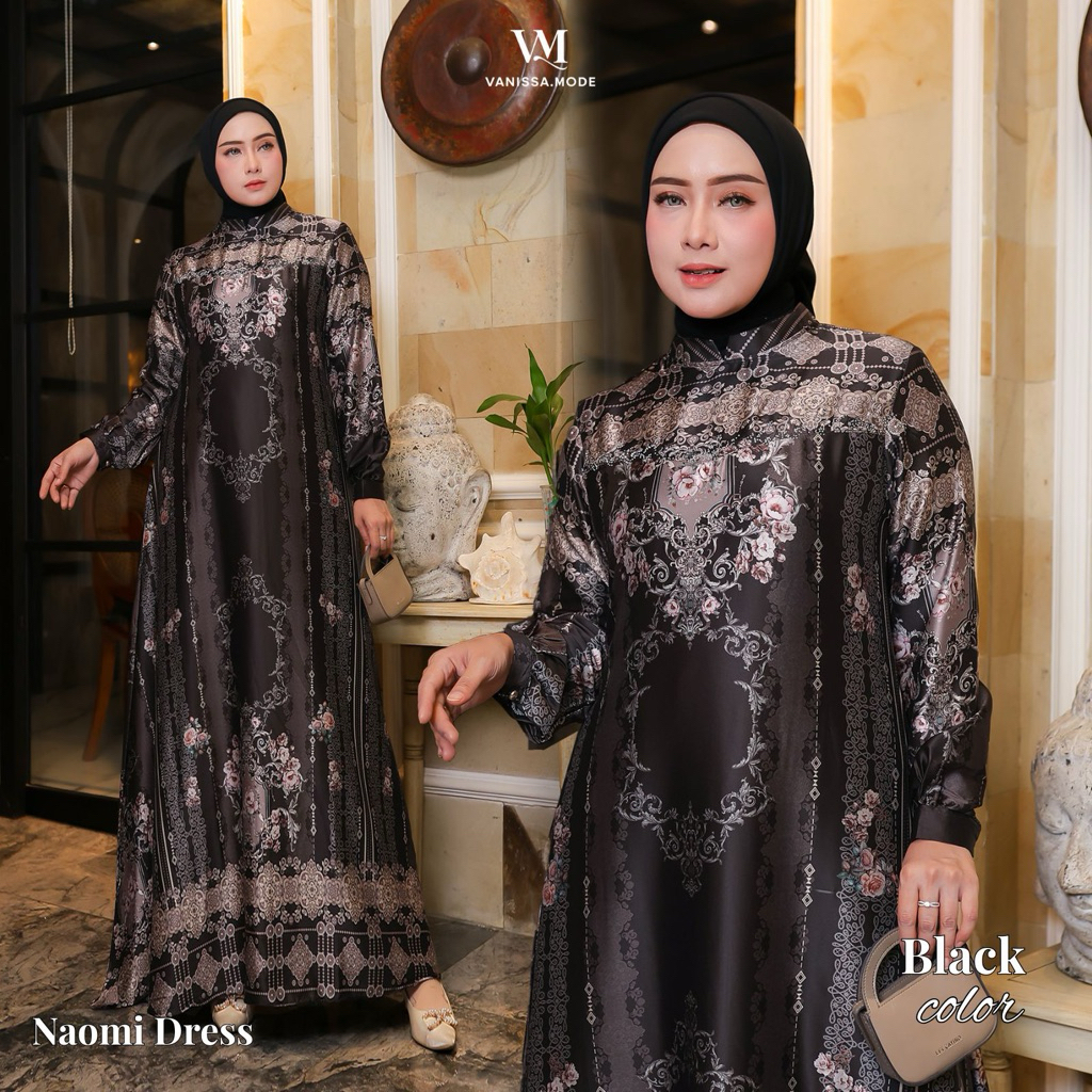 NAOMI DRESS - Gamis Armany Semi Sutra Premium / Gamis Kondangan Pesta Bahan Jatuh Lembut Nyaman Dipa