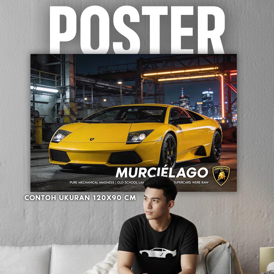 Poster Lamborghini Murcielago Warna Kuning Yellow Giallo Orion Bisa Custom Hiasan Kamar Cowo