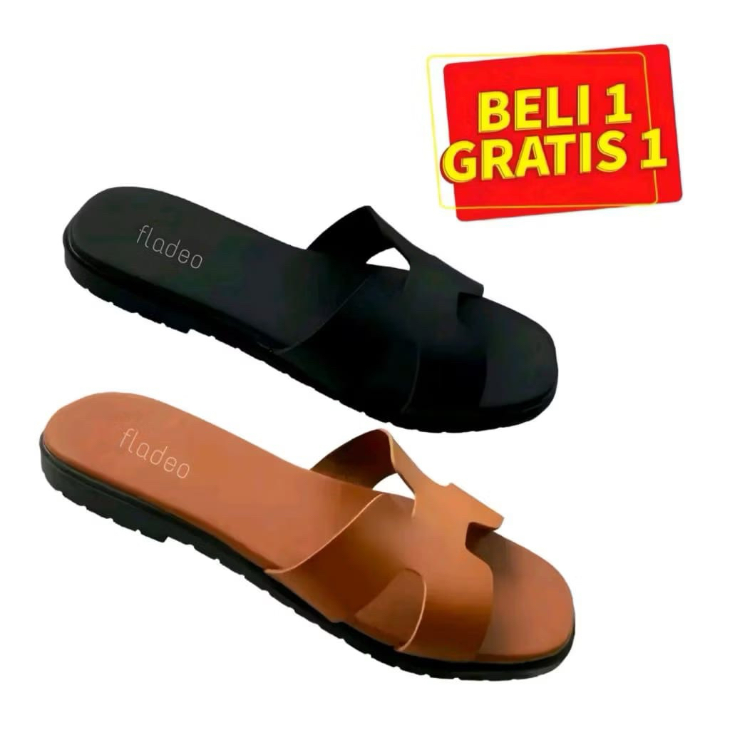 Promo Sandal wanita fladeo Beli 1 gratis 1 / Sandal wanita terbaru / Sandal Japit wanita fladeo Sand