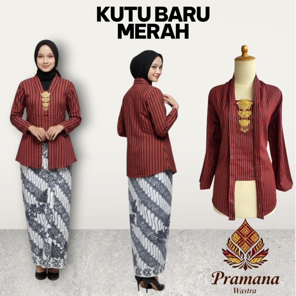 Ready Stock Baju Lurik Adat Jawa KUTUBARU MERAH Wanita