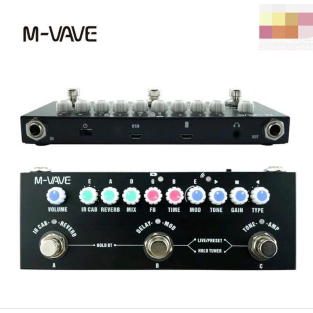 m vave cube baby gitar akustik/gitar elektrik/bass multy effect pedal rechargeable dan recording mva