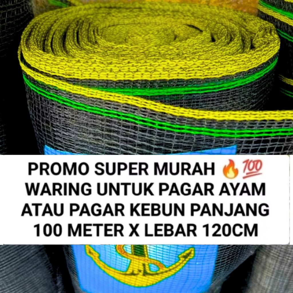 JARING WARING HITAM 1 ROLL PANJANG 100 METER PAGAR AYAM IKAN/KEBUN TANAMAN