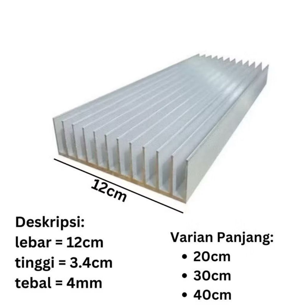 Pendingin Amplifier Heatsink Transistor 12 Sirip 20cm