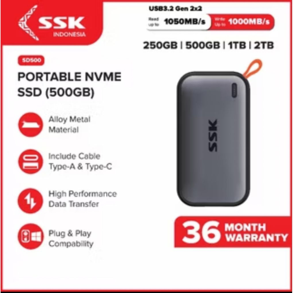 SSK Indonesia SSD Portable SD500 500GB Baru Bergaransi