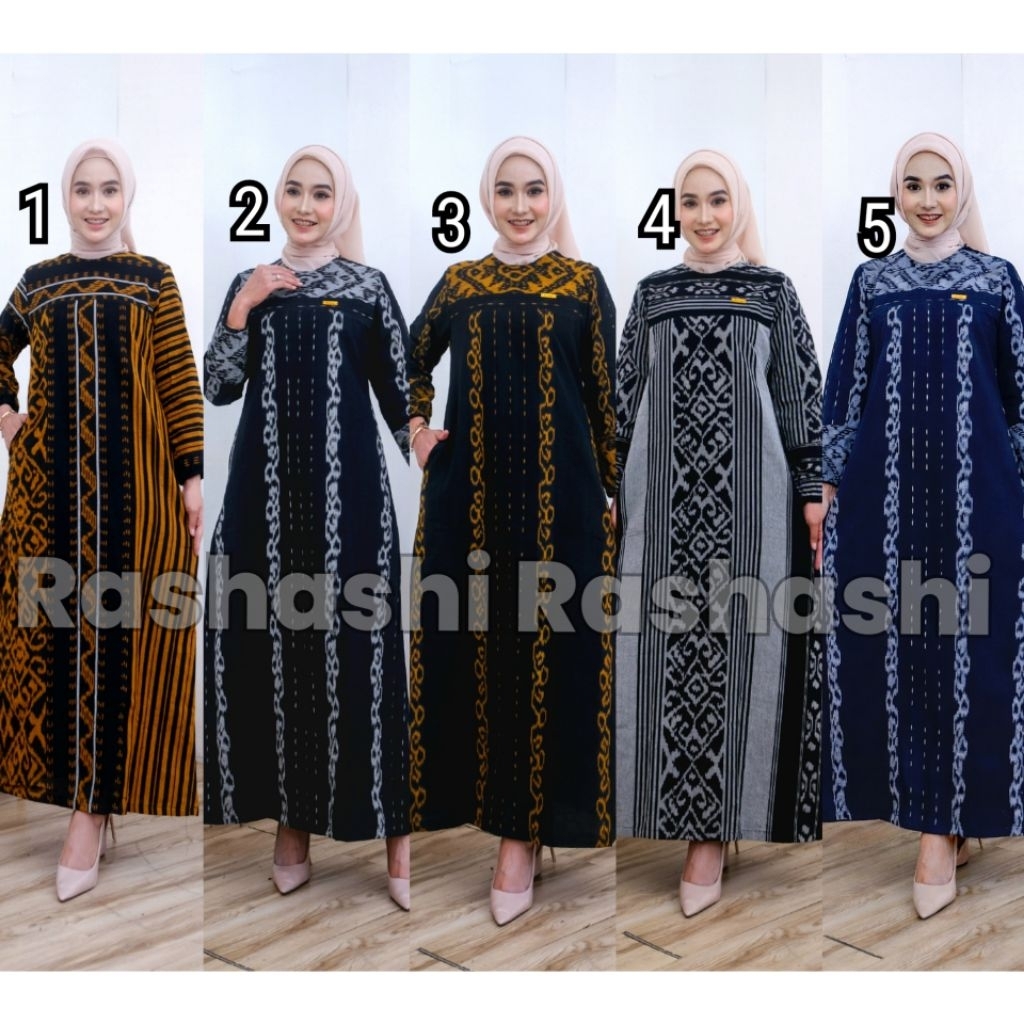 QAIREEN Gamis tenun troso Jepara asli gamis etnik rawis jumbo ld 110 xxl baju lebaran 2026 ori rasha