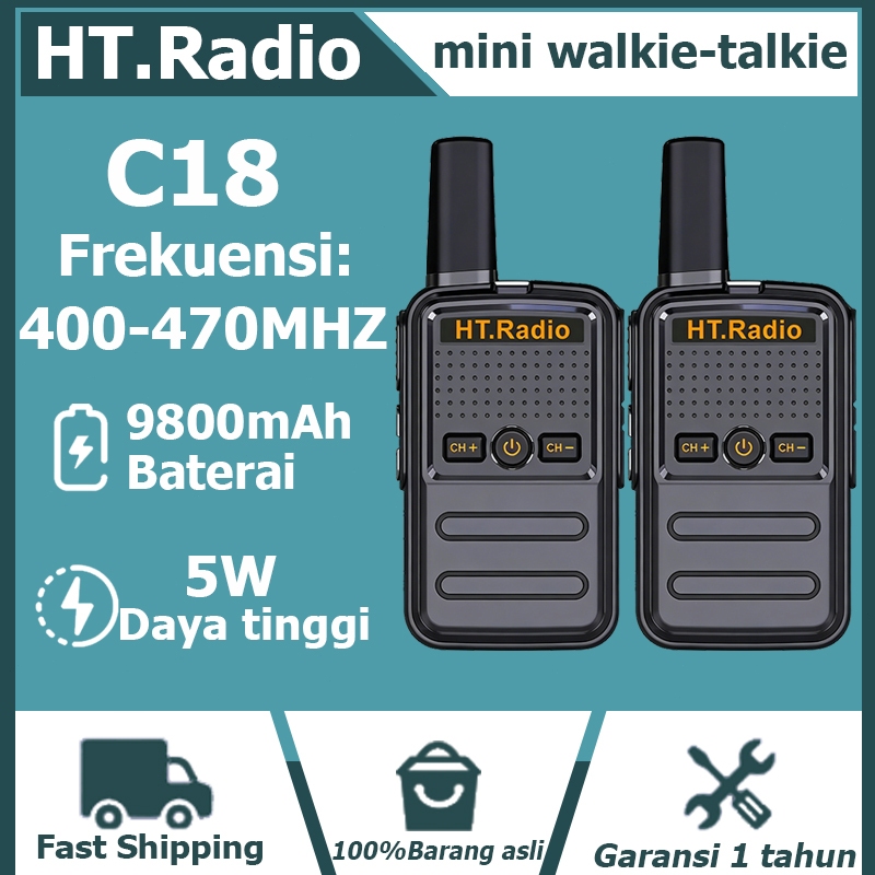 HT.Radio C18 Walkie Talkie Interlokal  Daya Tinggi 5Watt IP54 Tahan air dan kedap debu Transceiver d
