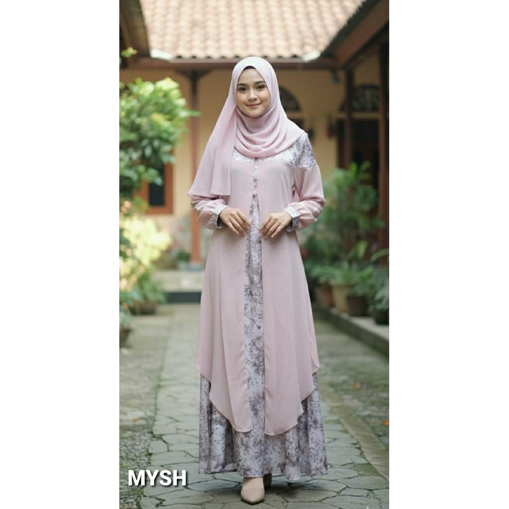 Gamis Motif Bahan Shille ~ Gamis Rompi Modern Mewah ~ Gamis Terbaru Kekinian ~ Gamis Remaja Muslim