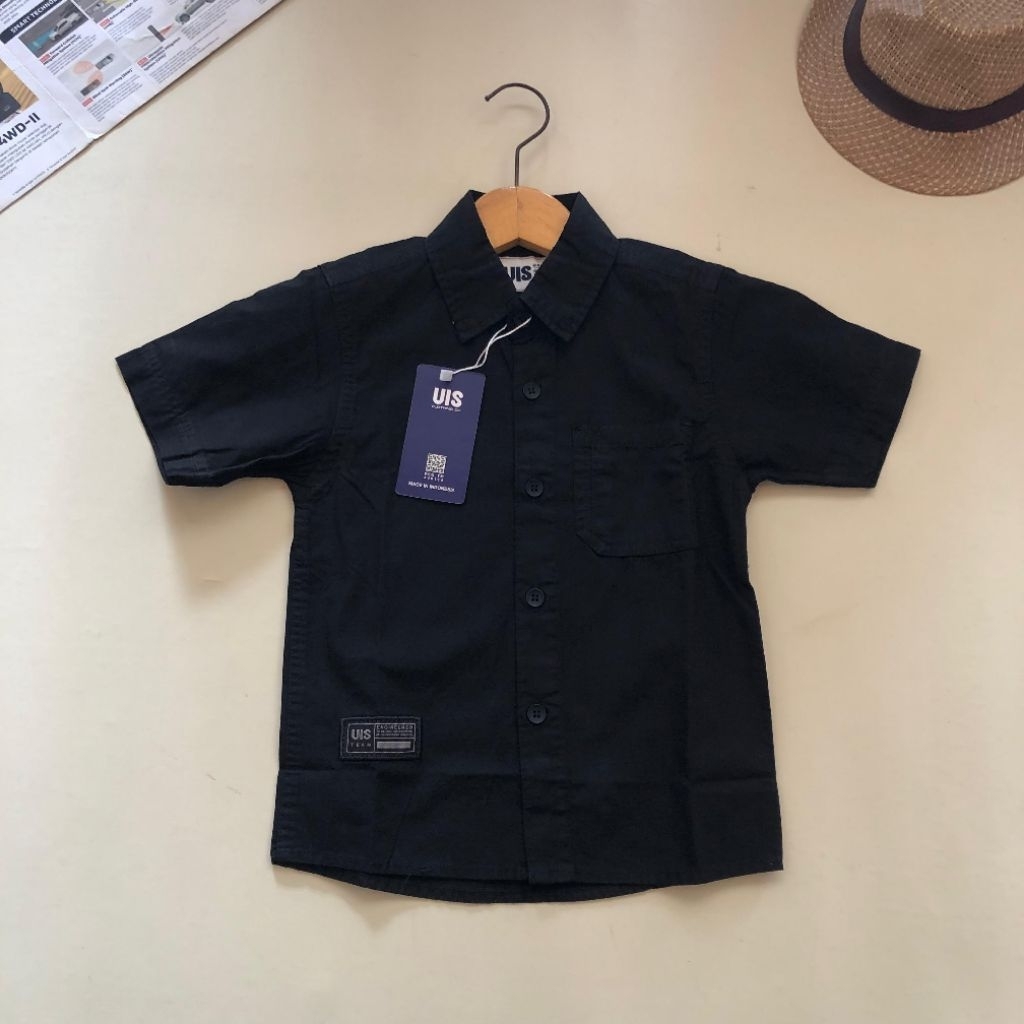 kemeja pendek UIS hitam anak