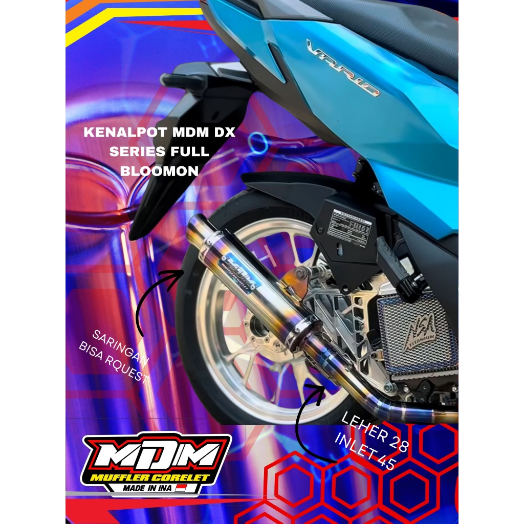 MDM RACING MUFFLER Kenalpot Racing Dx Series Blue Vario New / Vario Old