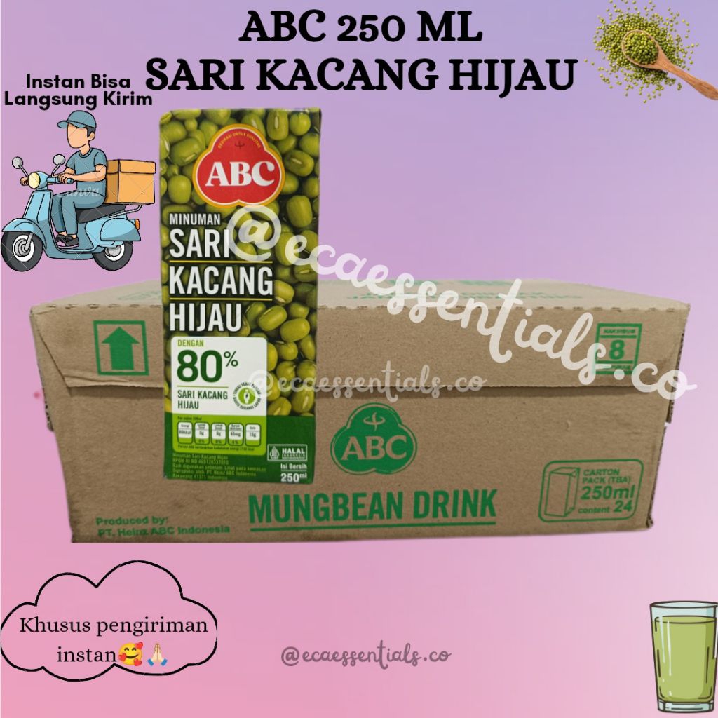 INSTAN LANGSUNG KIRIM ABC SARI KACANG HIJAU 250 ML ISI 24 PCS MUNGBEAN DRINK MINUMAN ULTRA KACANG IJ