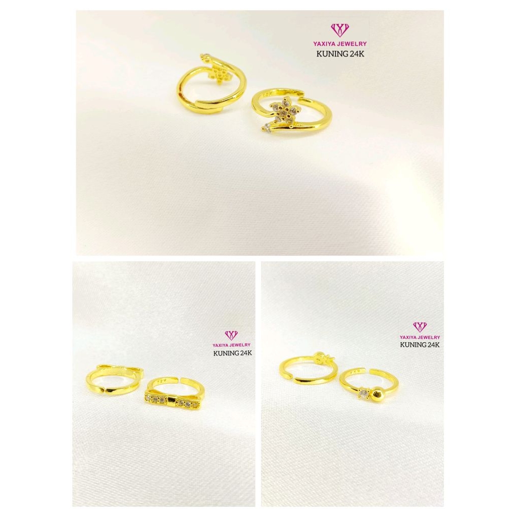 cincin bunga Boba pita bayi/anak lapis emas 24k