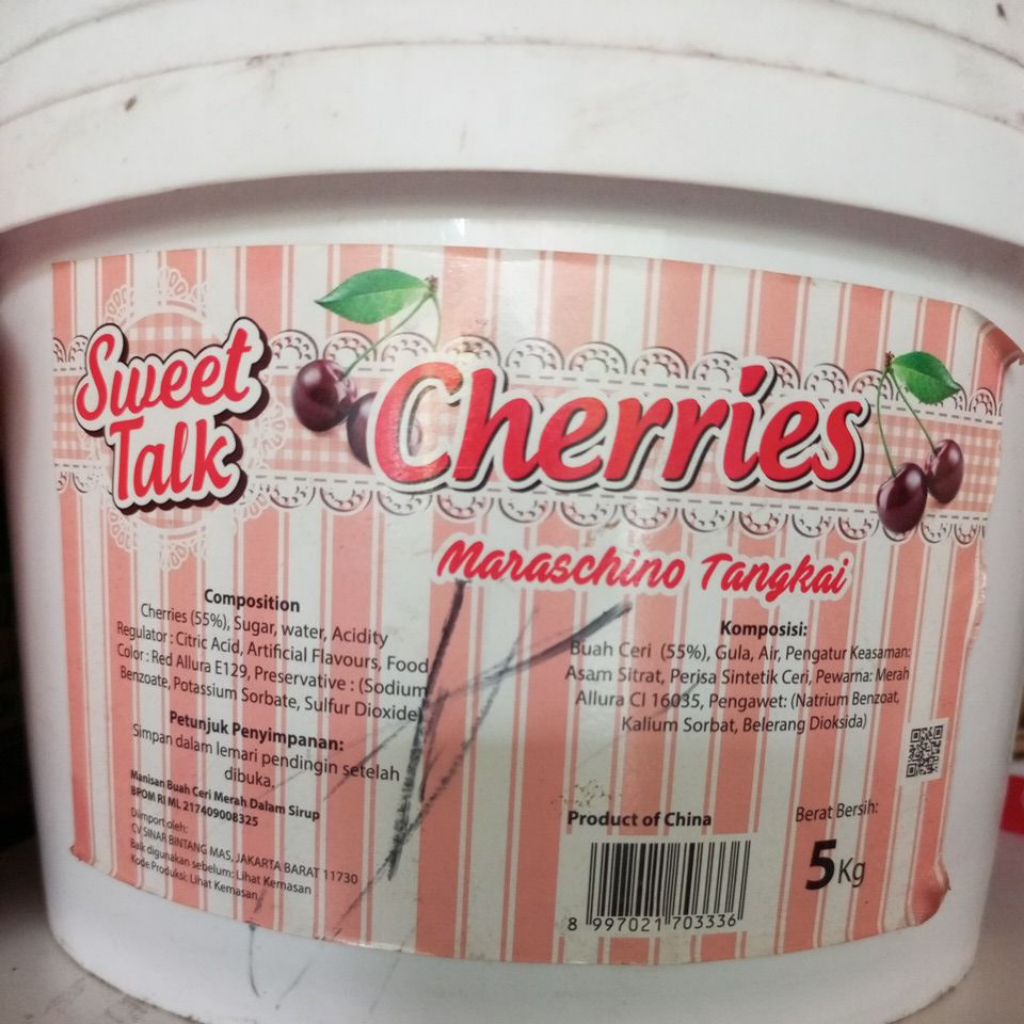 Cherry Tangkai Sweet Talk Merah Topping Kue/Hiasan Kue