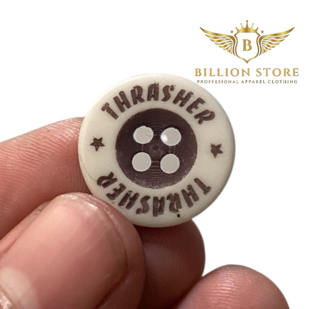 Kancing Jas/Celana Berlabel Merk Thrasher Ukuran 20mm