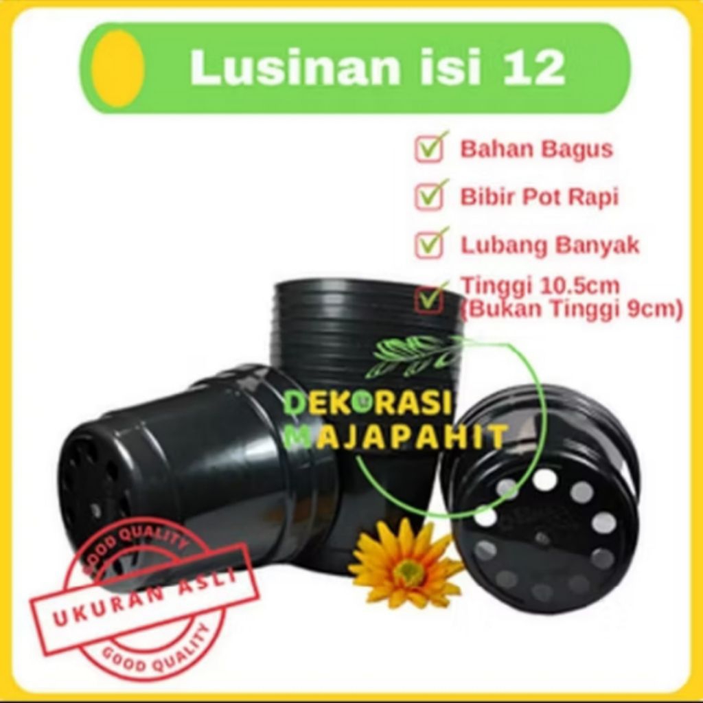 Lusinan pot bunga plastik Hitam 12cmPot Tanaman Hias