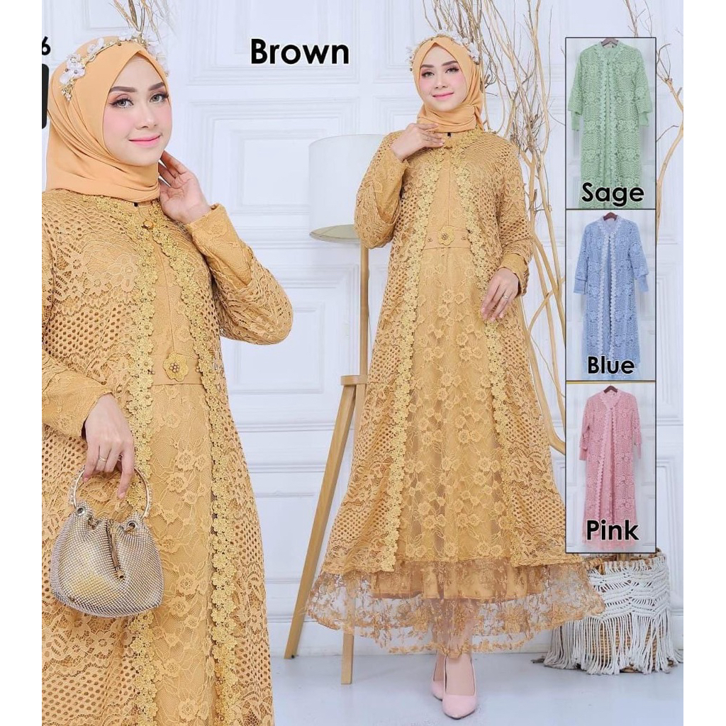 gamis outer brukat terbaru / Gamis impor Brokat premium / Gamis Brokat busui terbaru