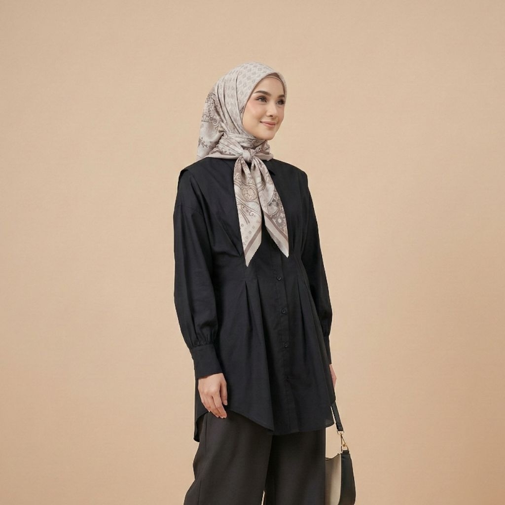 Blouse Wanita Elegan dan Modis Korean Style EC Kemeja Wanita Lengan Model Balon Panjang Bahan Kain K