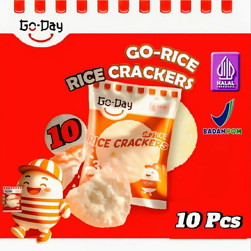GO-DAY || Rice Cracker Biskuit Beras Premium Gurih Isi 10 Pcs