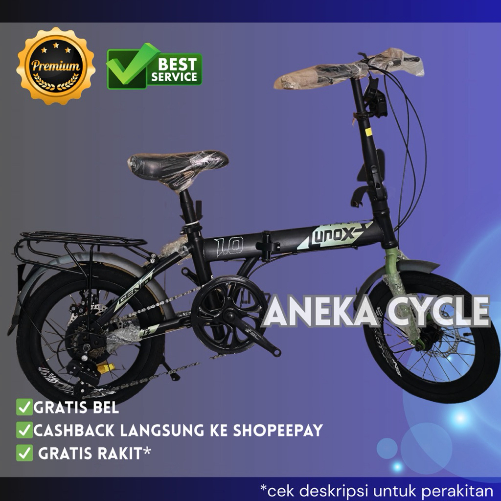 Sepeda Lipat Genio Lunox 16 Inch 7 Speed Rem Cakram Frame Besi