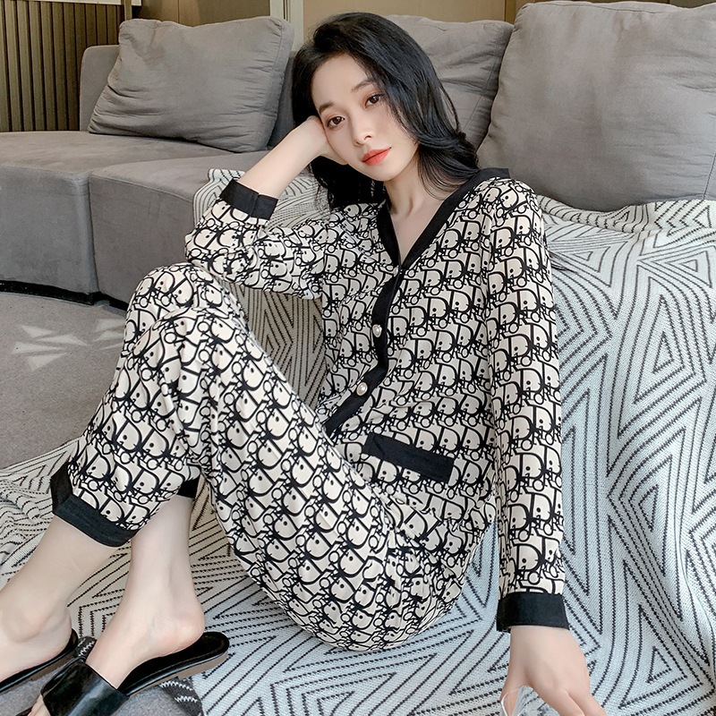 TrendPiyama Baju Tidur Wanita Piyama Cewek Set Kemeja Lengan Panjang Celana Panjang Style Korea Jumb