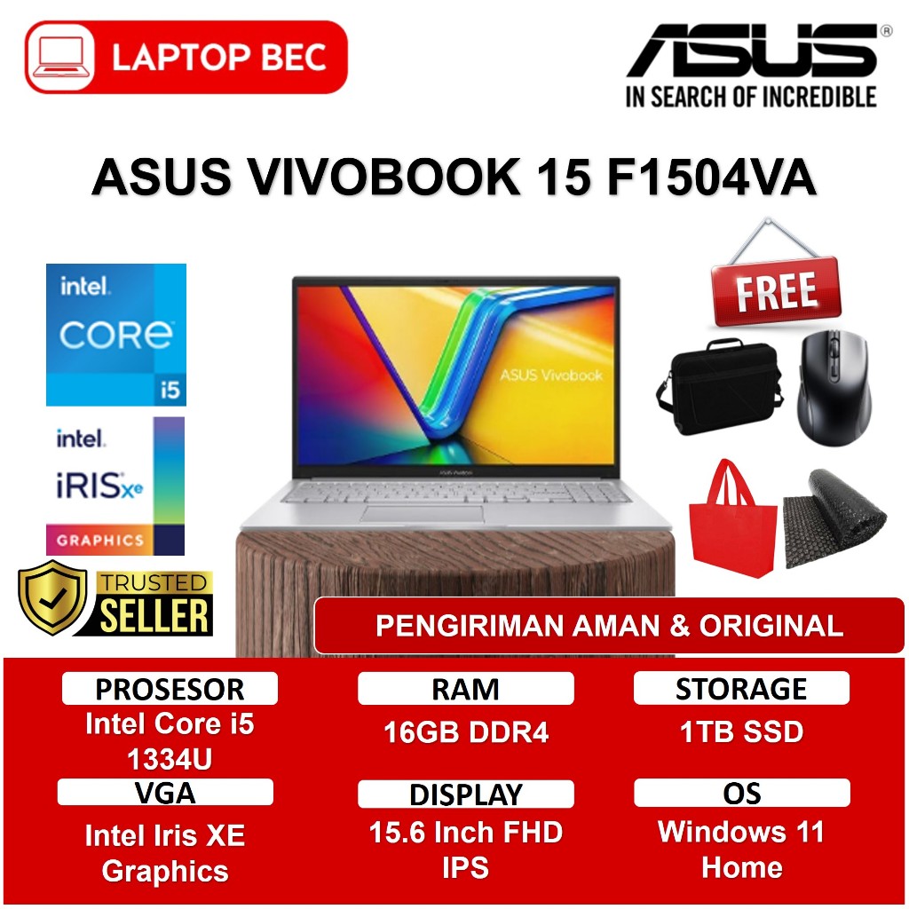 Laptop Asus Vivobook 15 F1504VA Intel Core i5 Gen 13 Ram 16GB SSD 1TB 15.6" FHD IPS Windows 11