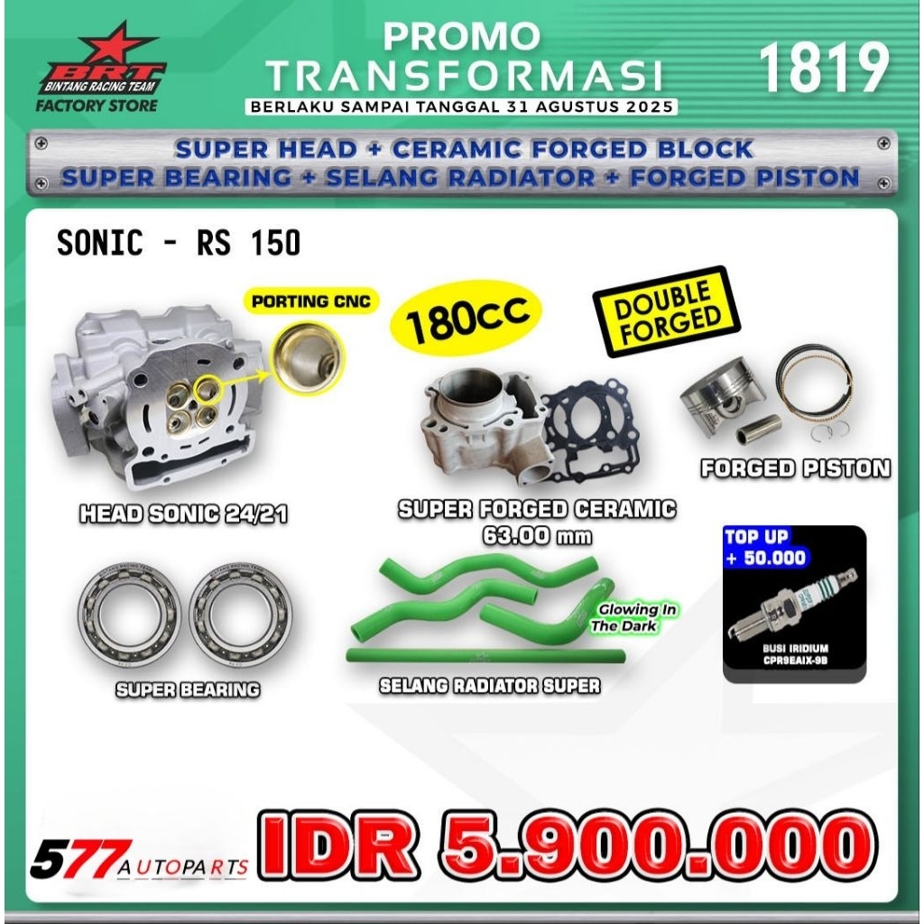 Head+Blok+Piston+Bearing+Selang Radiator BRT Sonic, Rs 150