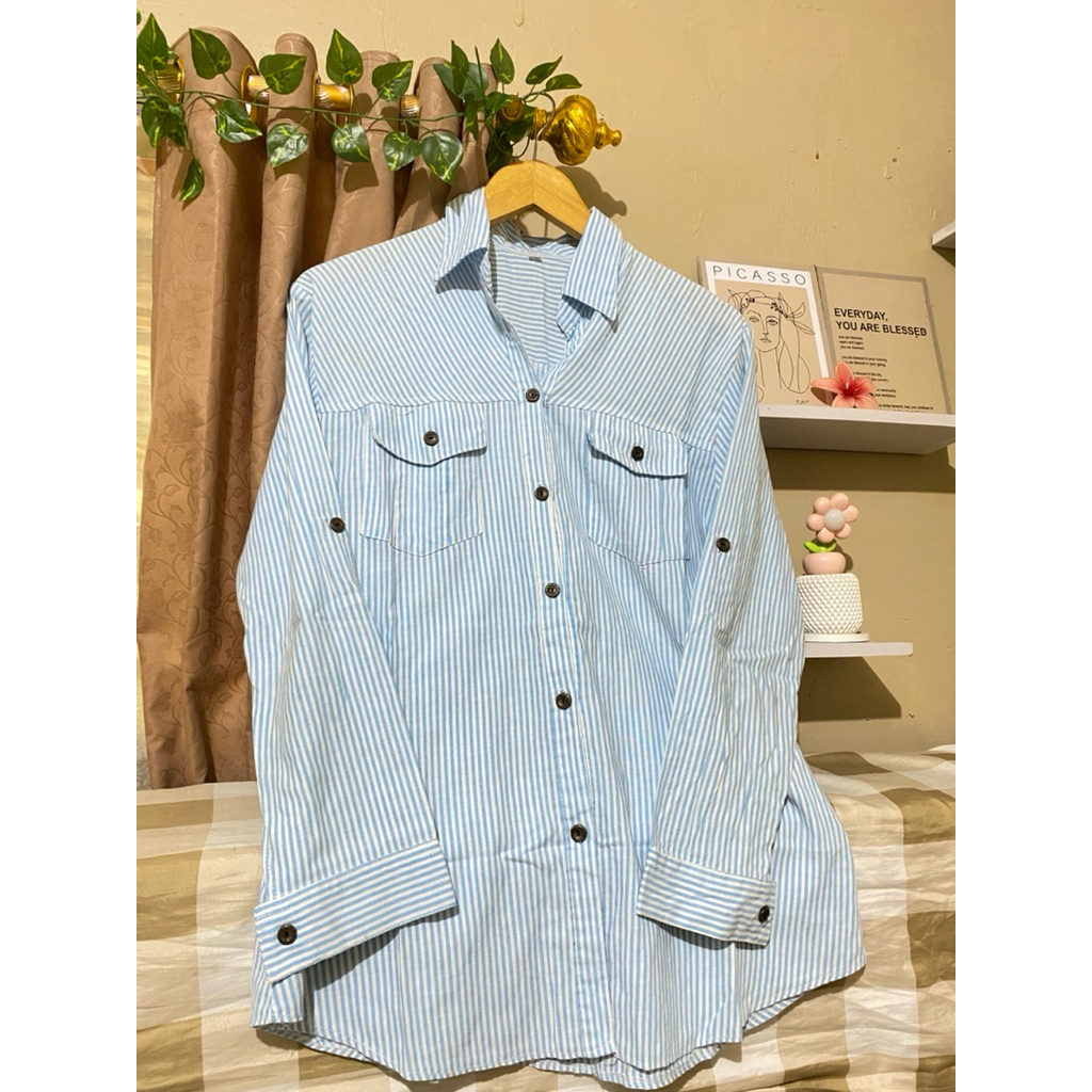 Kemeja Salur Biru Wardah