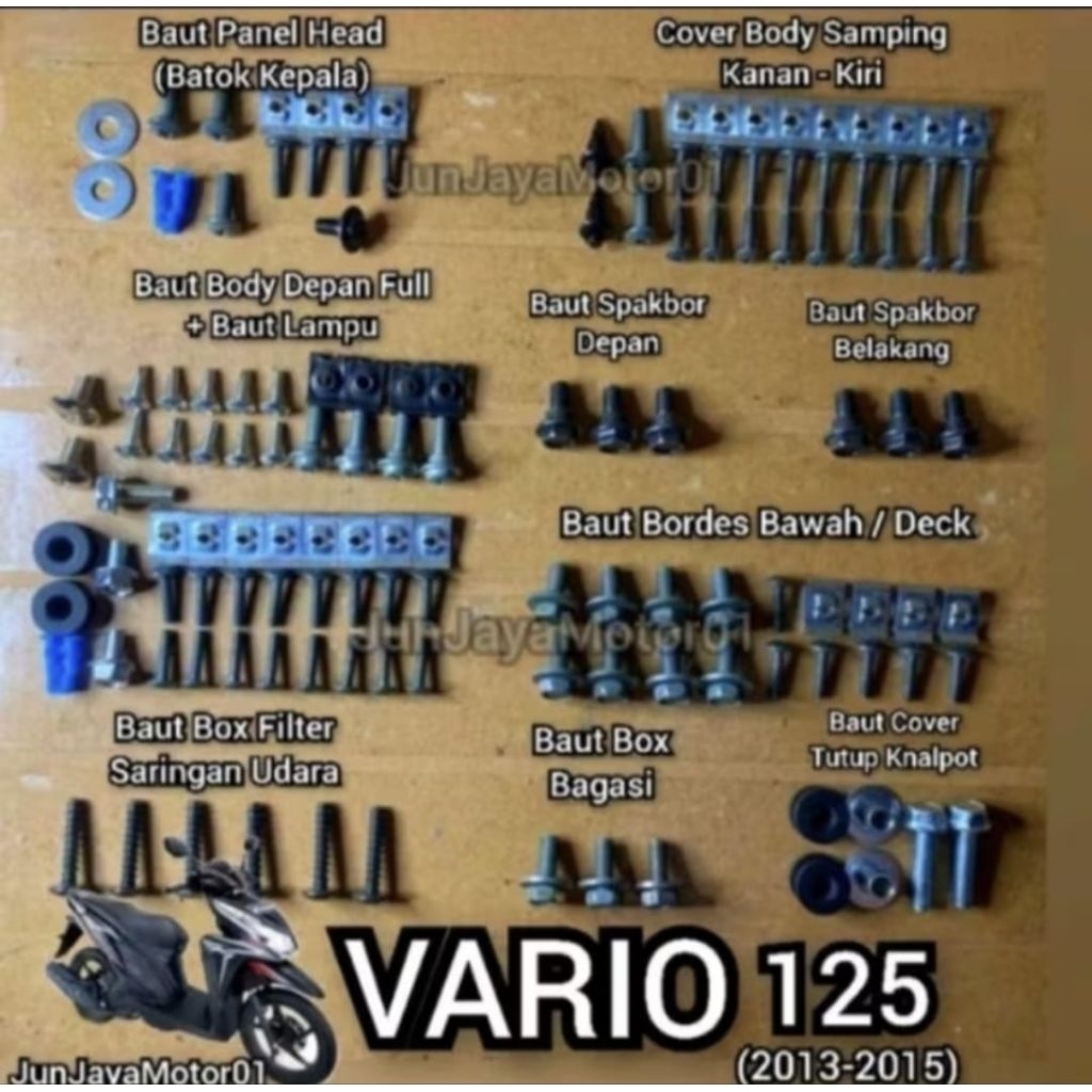 Baut Fullset Body Honda Vario 125 Old / Baut lengkap Full set Bodi Honda Vario 125 Old
