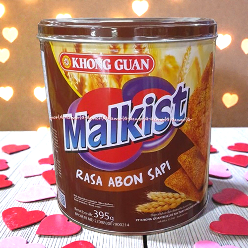 Khong Guan Malkist 395gr Rasa Abon Sapi Kraker Biscuit Kemasan Kaleng Beef Floss Flavor Malkis Khong