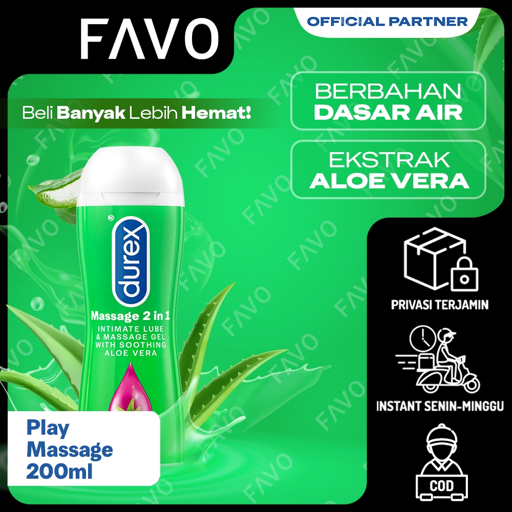 Durex Play Massage Pelumas Gel Seks Pria & Wanita 200ml Bottle - Pelumas Berbahan Dasar Air - Paket 