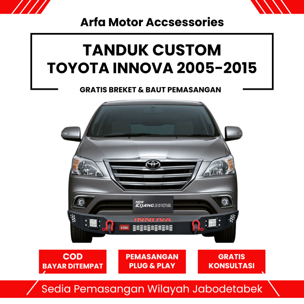 Tanduk Depan Innova Lama 2005 2006 2007 2008 2009 2010 2011 2012 2013 2014 2015 Model Custom Baja