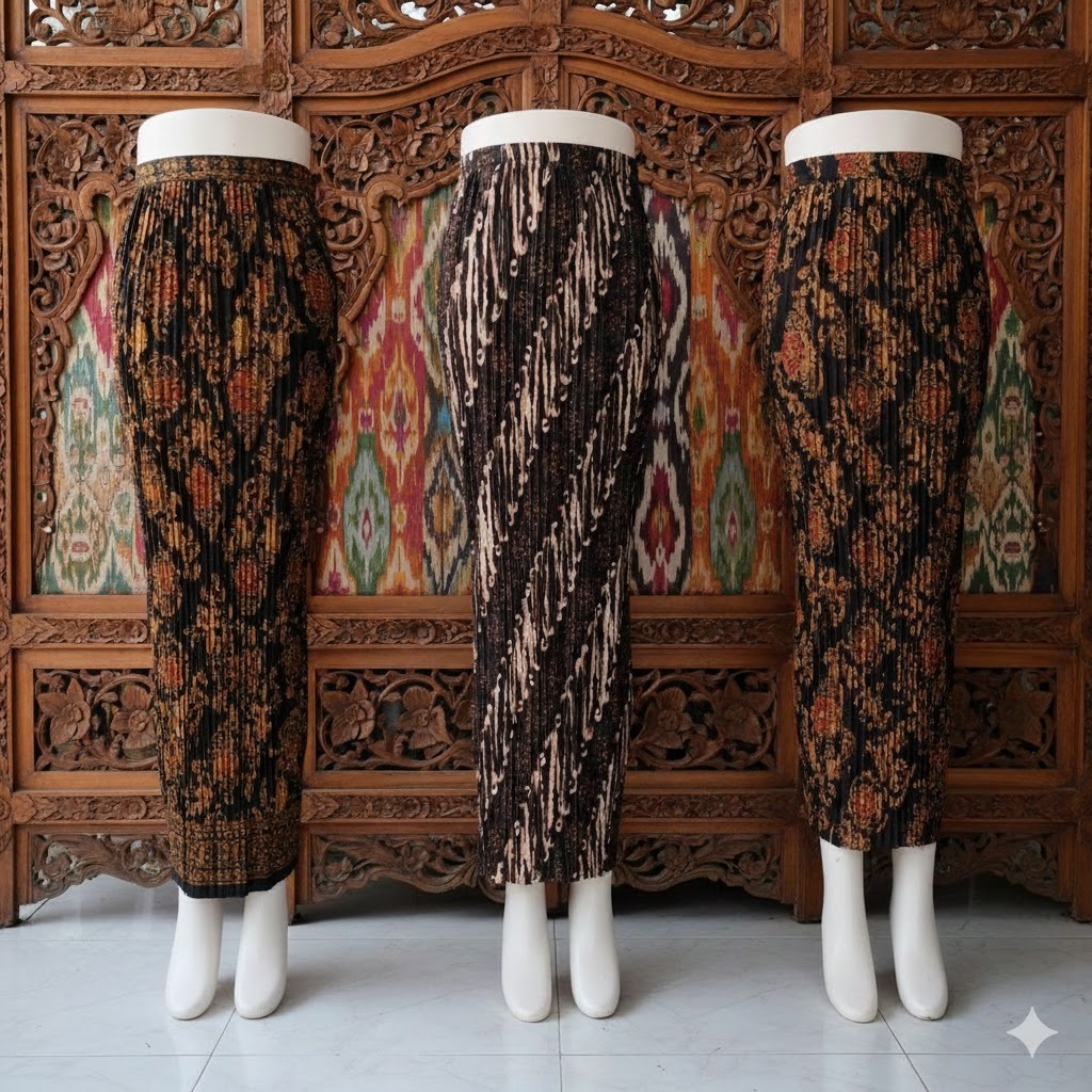 REAL PICT ROK PLISKET BATIK / ROK TRENDY / BAWAHAN KEBAYA / ROK KEBAYA / ROK WISUDA / KENANGA MERAH