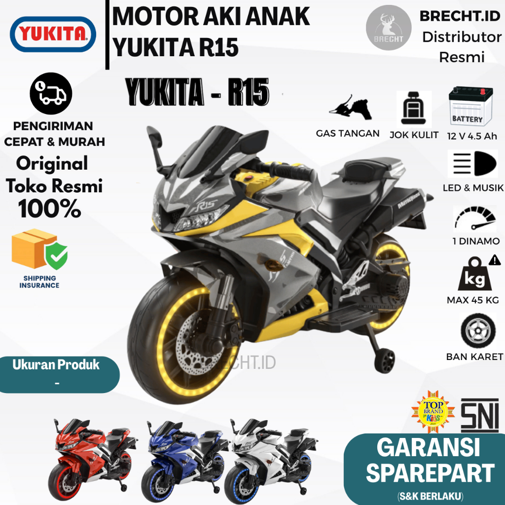 Mainan Motor Aki Anak Yukita R15 Sport New Model Motoran Aki
